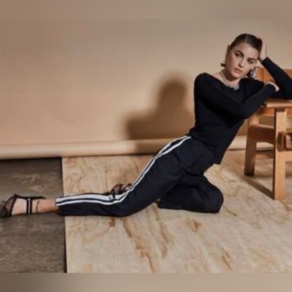 SIR The Label Tuxedo Stripe Pants Black White 463